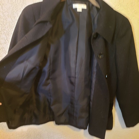 London Times Black Metallic Thread Velvet Bow Blazer Size 6 - Picture 5 of 10